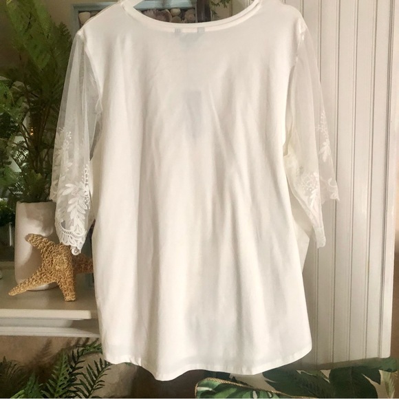 NWT! Paris France Eiffel Tower White Top Lace Sleeves Plus 2X - Picture 5 of 9